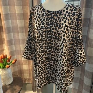 Women's Casual 3/4 Tiered Bell Sleeve Crewneck Loose Blouse Sz 2XL